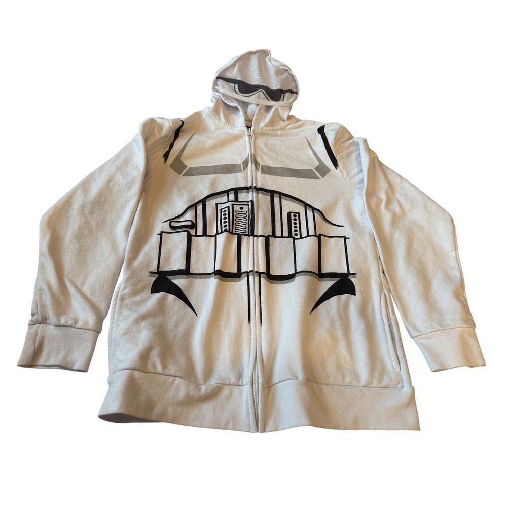 Star Wars Boys Clone Trooper Cosplay Zip Hoodie XL White Graphic Fleece Lined